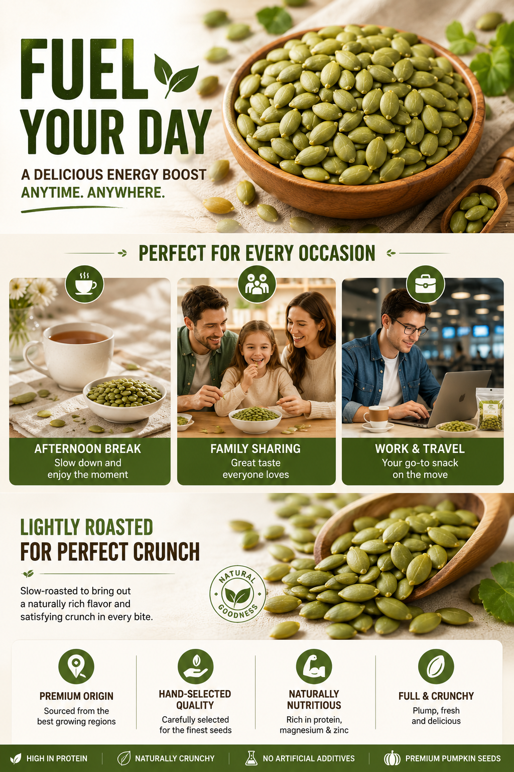 Premium Roasted Pumpkin Seeds – Crunchy, Healthy, & Perfect for Snacking! 🎃 Limited Time Offer!-JX