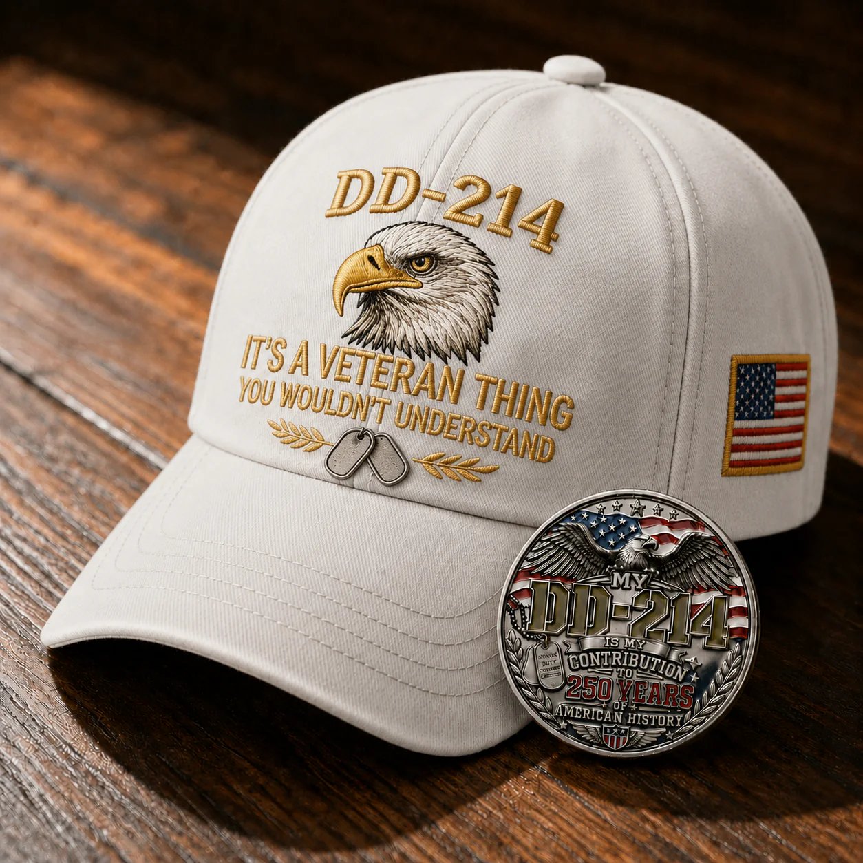 DD-214 Veteran 3D Embroidered Cap - “IT'S A VETERAN THING YOU WOULDN'T UNDERSTAND”🎁 Free Honor Coin With Every Cap Purchase-YH