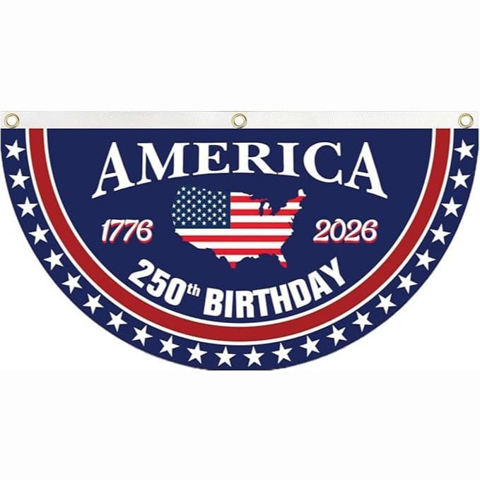 🗽USA 250th Anniversary Flag Half Round Banner🦅-YH