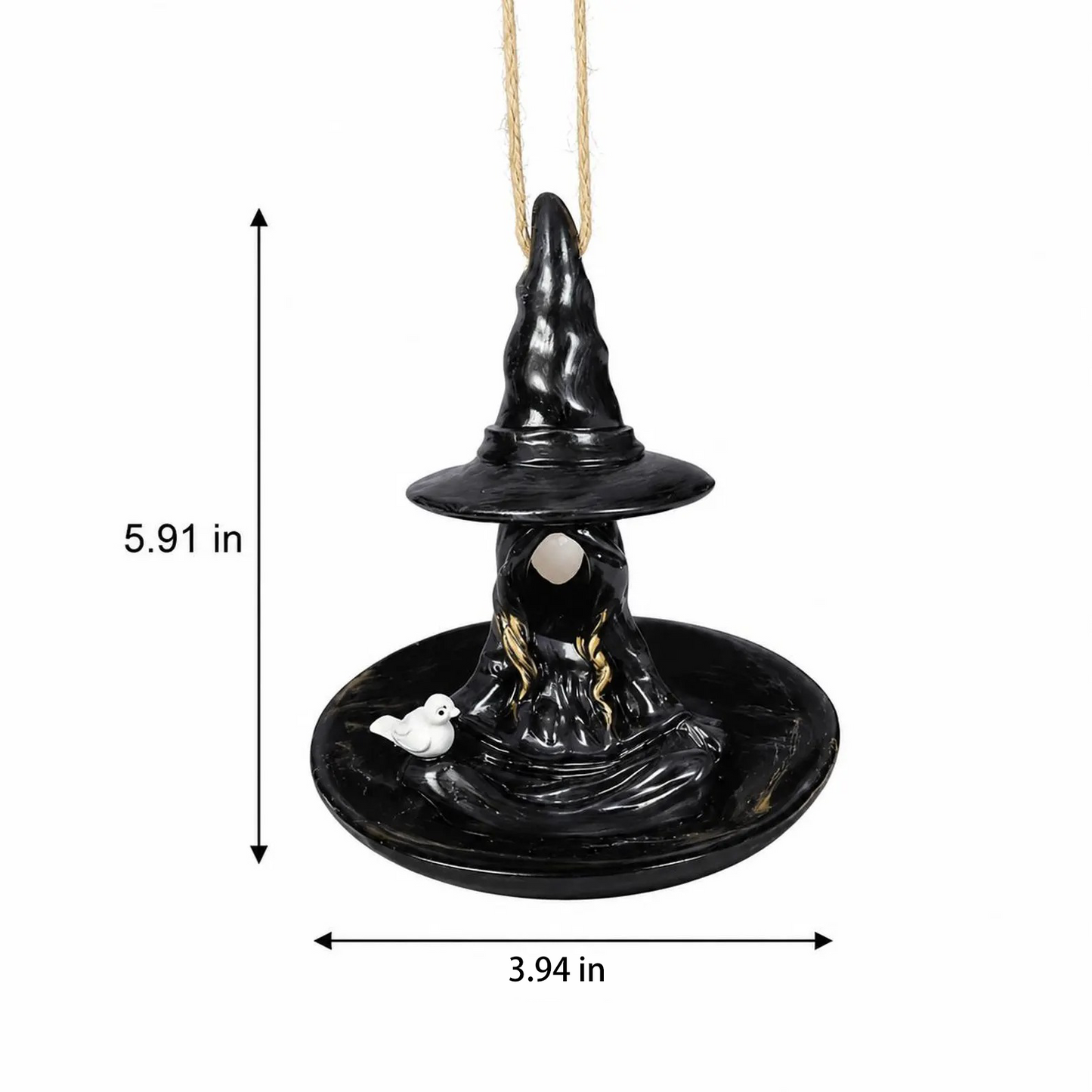 Whimsical Witch Hat Bird Feeder – Hanging Resin Gothic Garden Decor-CW