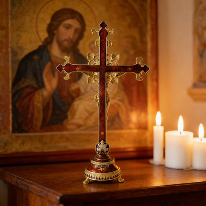 Hand-Painted Metal Jesus Christ Crucifix: Sacred Home Decor-YH