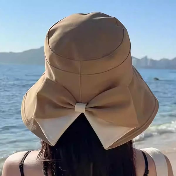Women's Bowknot Wide Brim Sun Protective Hat-YH