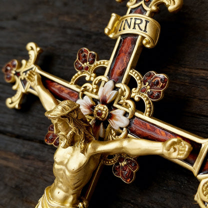 Hand-Painted Metal Jesus Christ Crucifix: Sacred Home Decor-YH