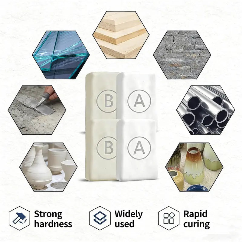 Steel Reinforced Epoxy Putty, Easy Operation, High Strength & Strong Adhesion, Excellent Restoration, Waterproof Heat Resistant Drillable, Permanent Repair Putty for Metal Wood Ceramic Concrete Plastic PVC Pipe Leaks Cracks Holes & Broken Parts fat-ZGD