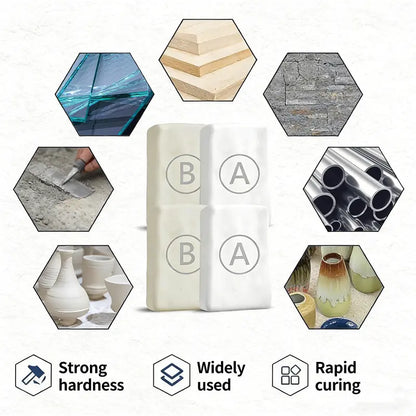 Steel Reinforced Epoxy Putty, Easy Operation, High Strength & Strong Adhesion, Excellent Restoration, Waterproof Heat Resistant Drillable, Permanent Repair Putty for Metal Wood Ceramic Concrete Plastic PVC Pipe Leaks Cracks Holes & Broken Parts fat-ZGD