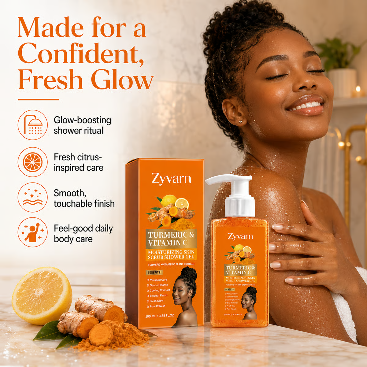 Turmeric + Vitamin C Body Polish – Exfoliate, Moisturize & Glow-ANN