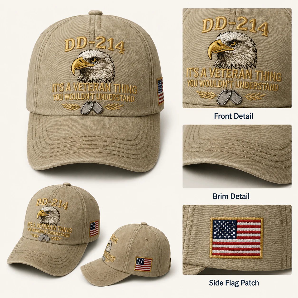 DD-214 Veteran 3D Embroidered Cap - “IT'S A VETERAN THING YOU WOULDN'T UNDERSTAND”🎁 Free Honor Coin With Every Cap Purchase-YH