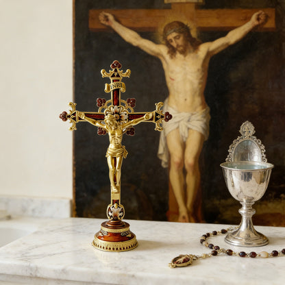 Hand-Painted Metal Jesus Christ Crucifix: Sacred Home Decor-YH