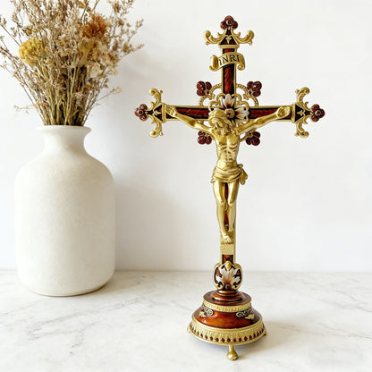 Hand-Painted Metal Jesus Christ Crucifix: Sacred Home Decor-YH
