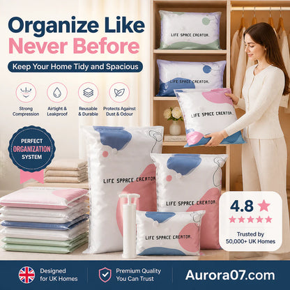 🧳No‑Pump Vacuum Storage Bags – Press & Seal, No Pump Needed. Saves 80% Space, Keeps Clothes Dry & Dust‑Free-ZGD