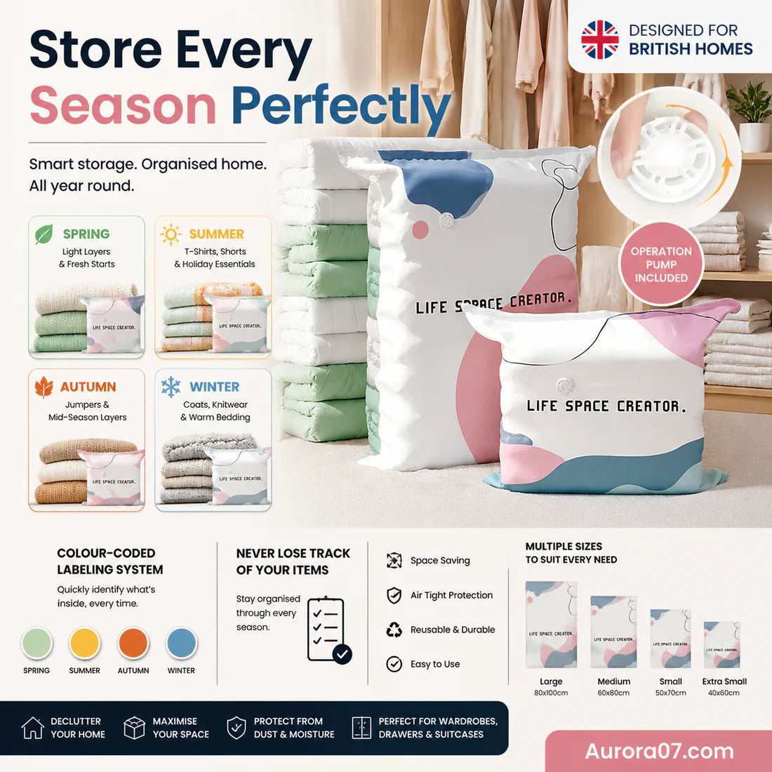 🧳No‑Pump Vacuum Storage Bags – Press & Seal, No Pump Needed. Saves 80% Space, Keeps Clothes Dry & Dust‑Free-ZGD