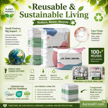 🧳No‑Pump Vacuum Storage Bags – Press & Seal, No Pump Needed. Saves 80% Space, Keeps Clothes Dry & Dust‑Free-ZGD
