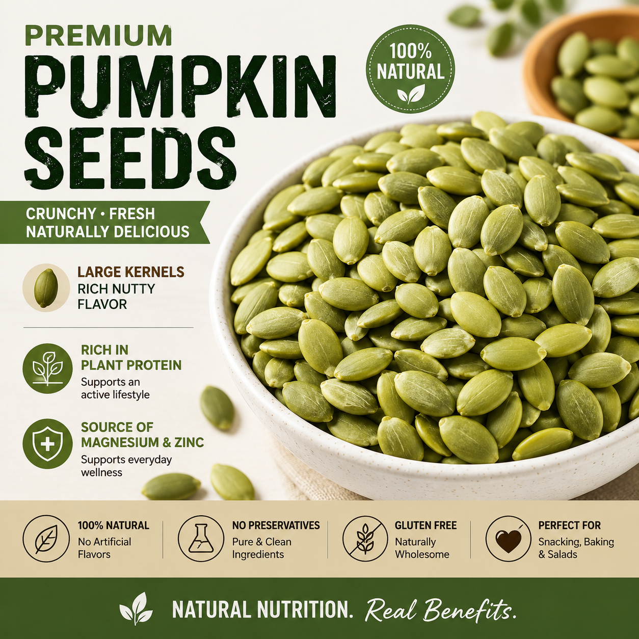 Premium Roasted Pumpkin Seeds – Crunchy, Healthy, & Perfect for Snacking! 🎃 Limited Time Offer!-JX