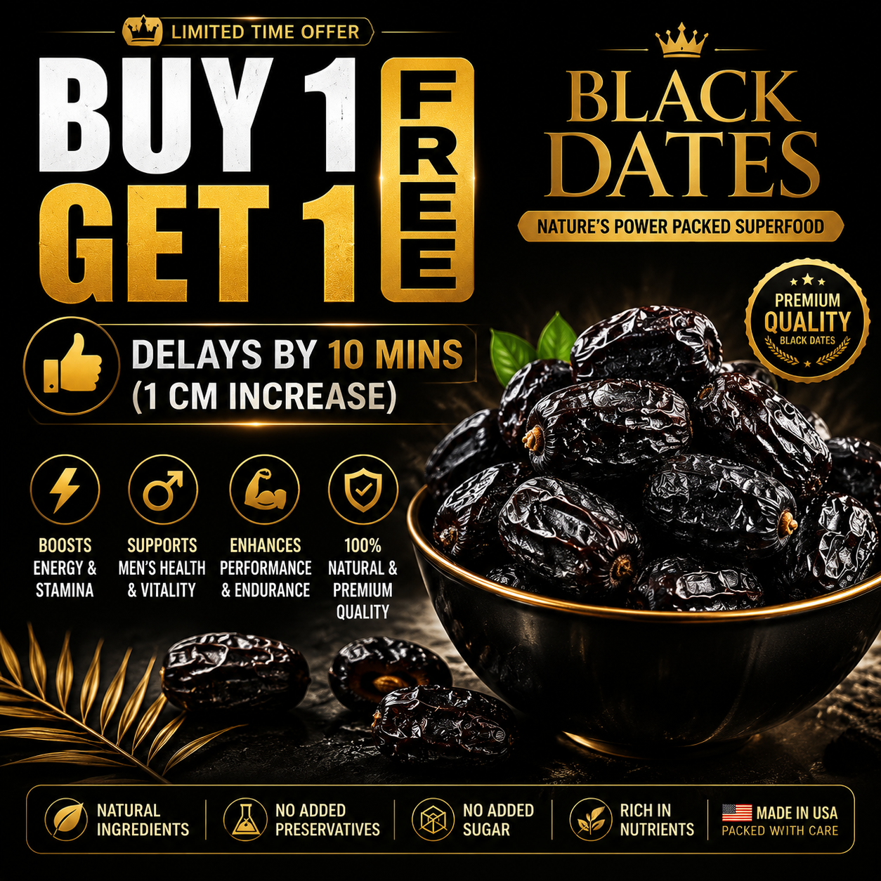 🍅🏆 Ultimate Testosterone Revival with Black Dates 🖤🔥 Support Energy, Stamina & Bedroom Confidence Naturally 💪⚡-YH