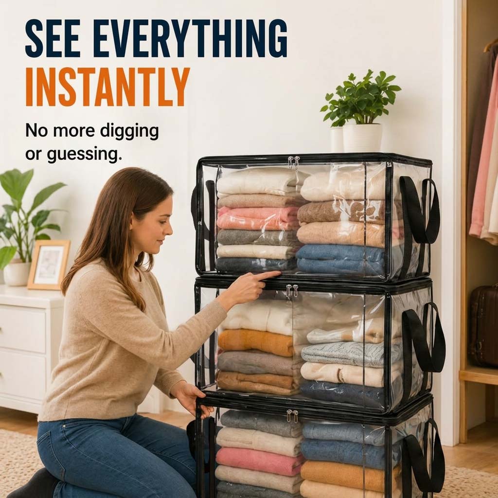 🎁 📦Large Heavy-Duty Thick Plastic Clear Storage Bag for Clothes, Moving & Storage-ZGD