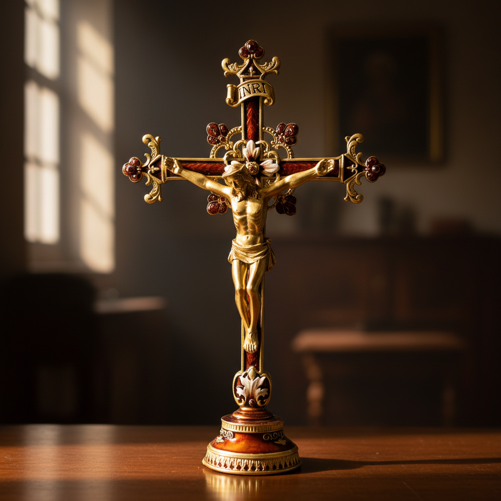 Hand-Painted Metal Jesus Christ Crucifix: Sacred Home Decor-YH