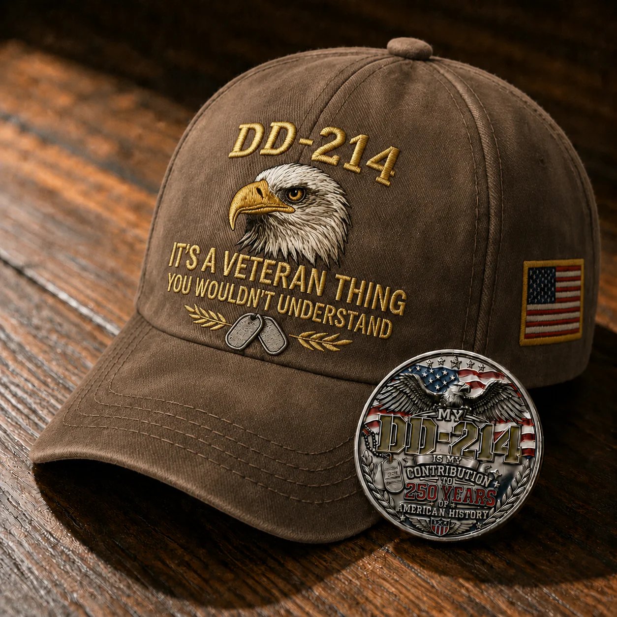 DD-214 Veteran 3D Embroidered Cap - “IT'S A VETERAN THING YOU WOULDN'T UNDERSTAND”🎁 Free Honor Coin With Every Cap Purchase-YH