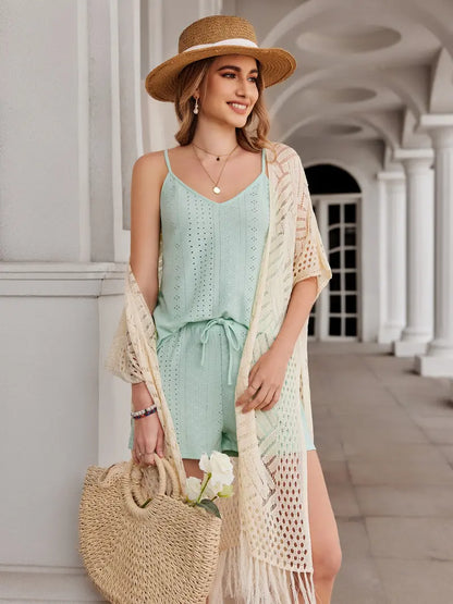 Womens Knit Cardigan Oversized Open Front Outwear New Spring & Summer Hollow Out Crochet Tassel Lightweight Kimonos Sweater Outdoorfun 2026 Womenswear Overall Style Knitwear Piece Tops thin-ZGD