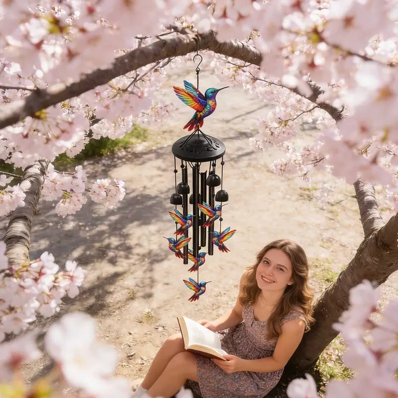 🔥Last Day 60% OFF🔥-🐦Vintage Colorful Hummingbird Wind Chime with Metal Tubes and Bells-YH