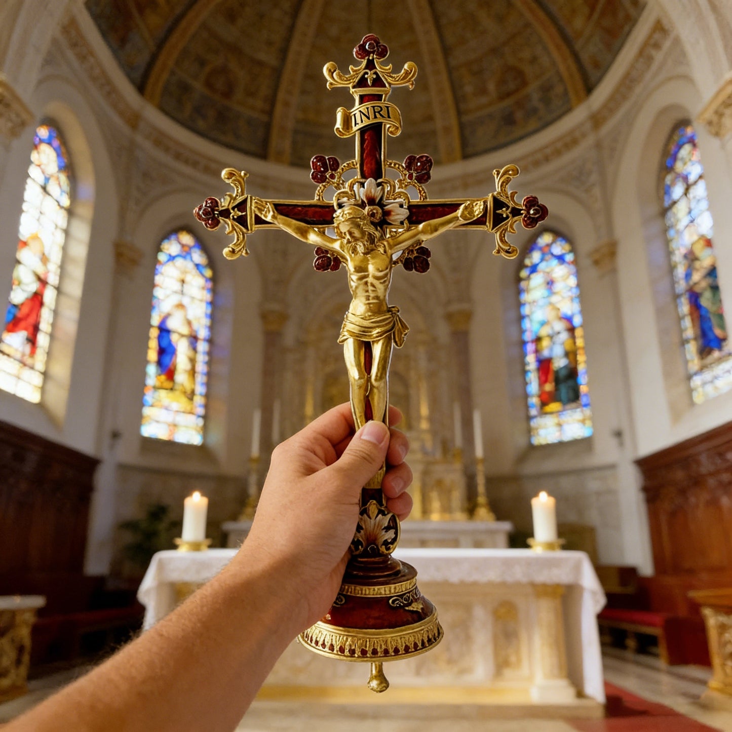 Hand-Painted Metal Jesus Christ Crucifix: Sacred Home Decor-YH