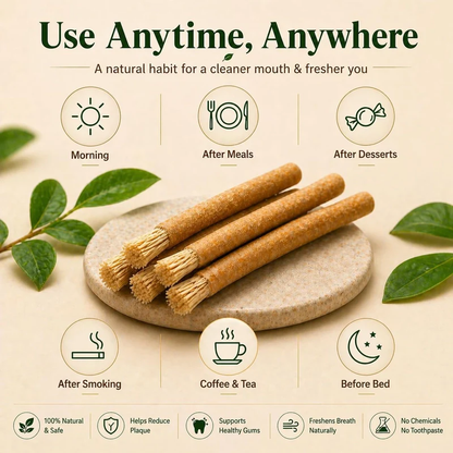 🌿 Natural Miswak Toothbrush Stick Oral Daily- Individually Wrapped, Traditional Toothbrush for Fresh Breath & Healthy Gums-JX
