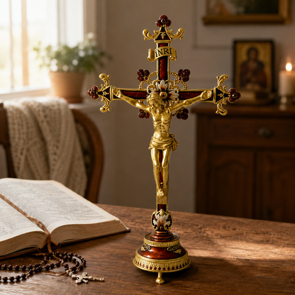 Hand-Painted Metal Jesus Christ Crucifix: Sacred Home Decor-YH