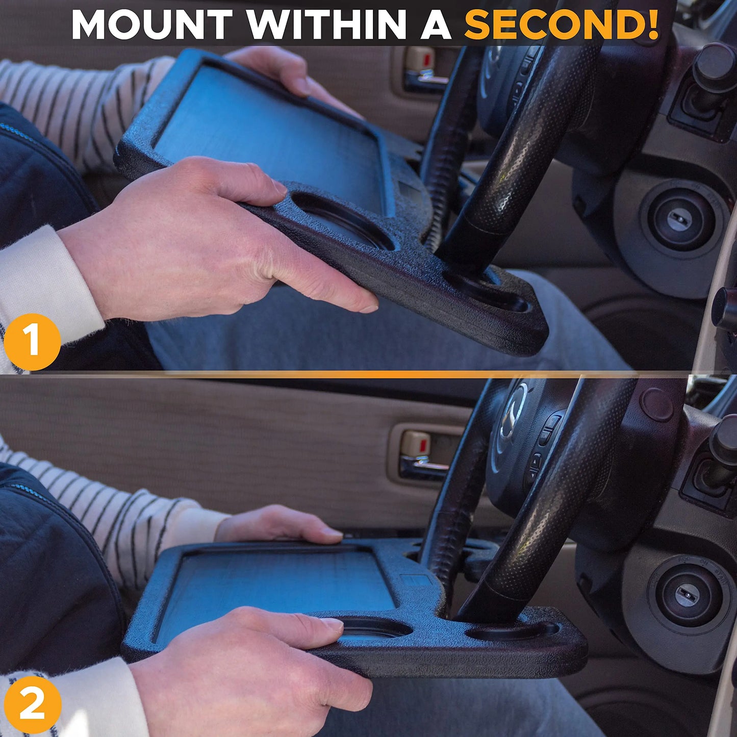 2-in-1 Car Steering Wheel Desk & Seat Gap Organizer Tray-JX