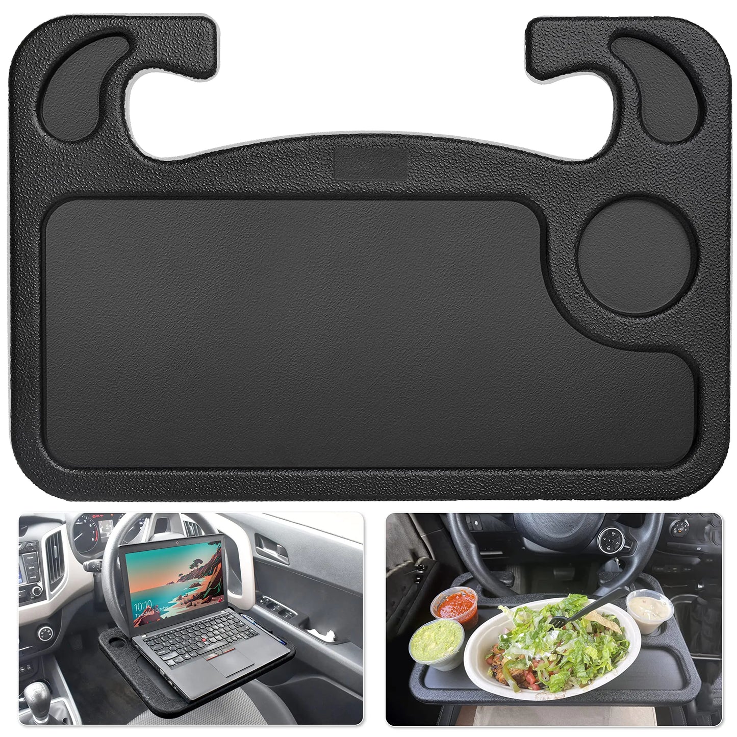 2-in-1 Car Steering Wheel Desk & Seat Gap Organizer Tray-JX