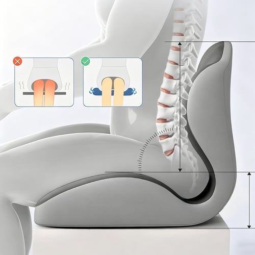 🔥Ergonomic Memory Foam Seat Cushion with Lumbar & Back Support, Relieves Back Pain, Reduces Pressure-JX