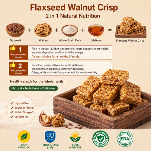 Natural Flaxseed Walnut Crisp - High-Fiber Omega-3 Healthy Snack for Whole Family-CW