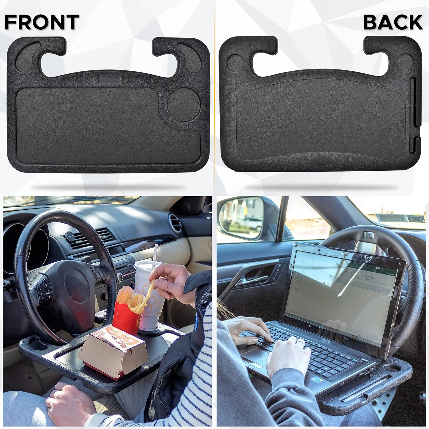 2-in-1 Car Steering Wheel Desk & Seat Gap Organizer Tray-JX