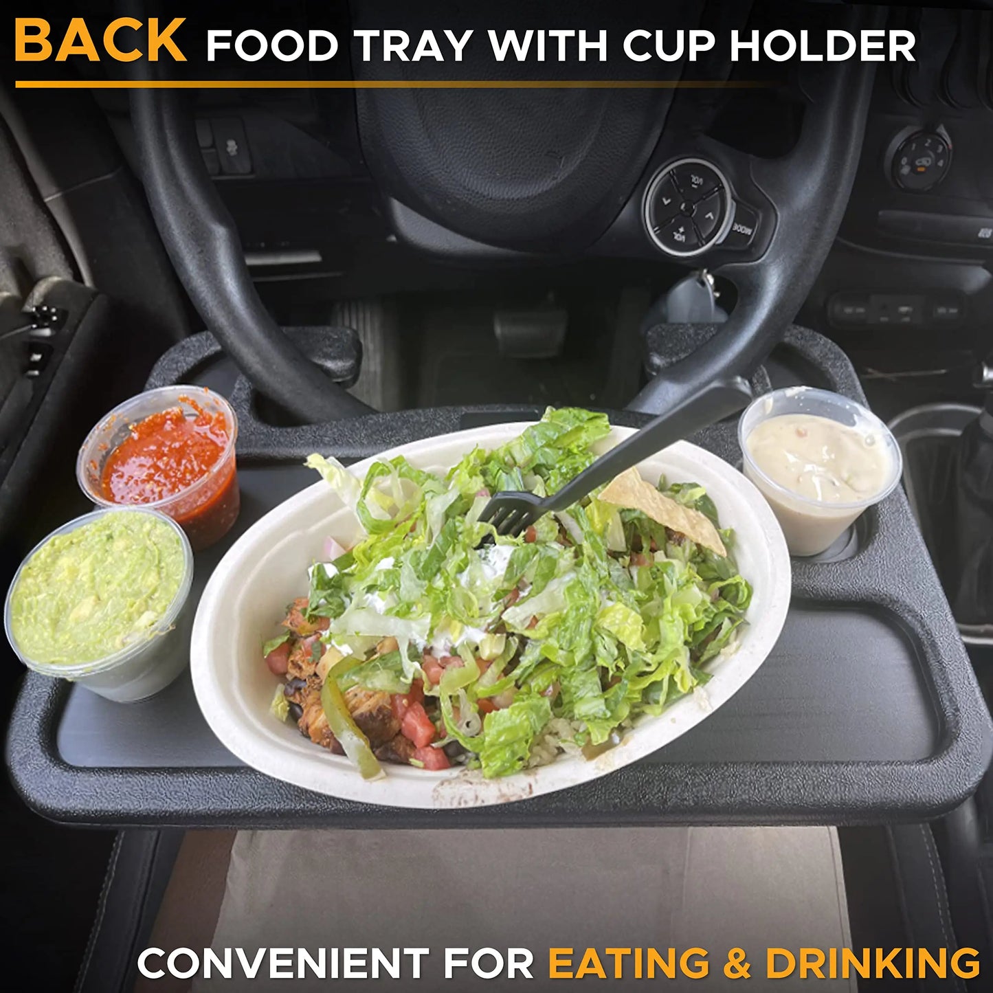 2-in-1 Car Steering Wheel Desk & Seat Gap Organizer Tray-JX