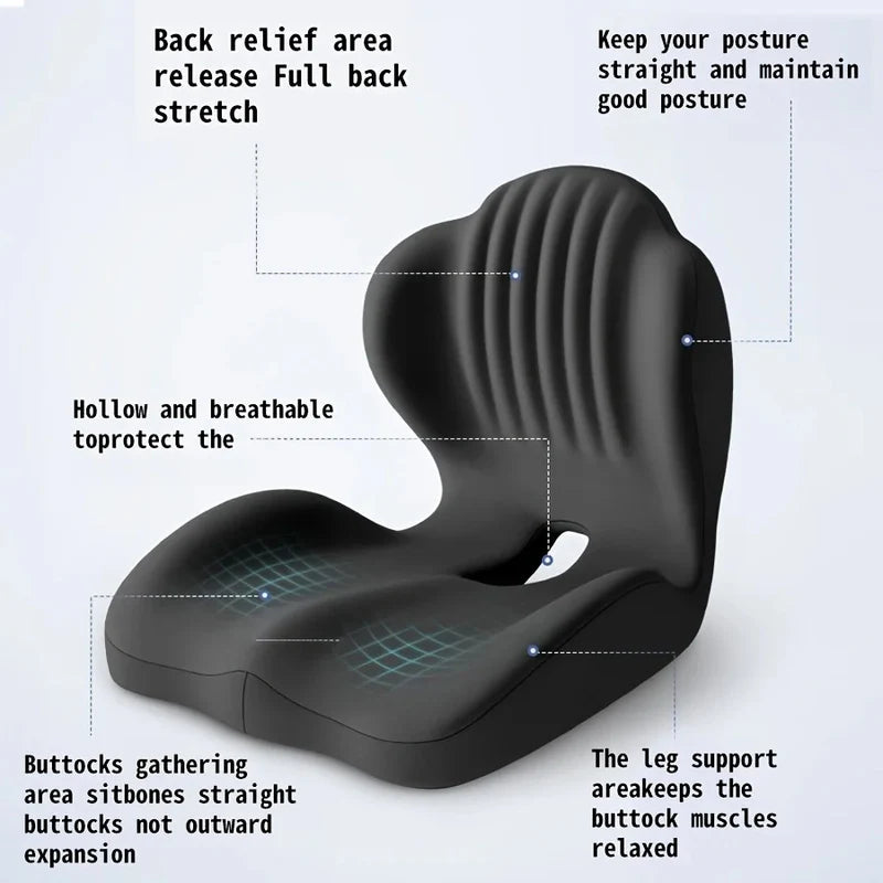 🔥Ergonomic Memory Foam Seat Cushion with Lumbar & Back Support, Relieves Back Pain, Reduces Pressure-JX