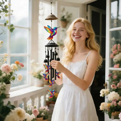 🔥Last Day 60% OFF🔥-🐦Vintage Colorful Hummingbird Wind Chime with Metal Tubes and Bells-YH