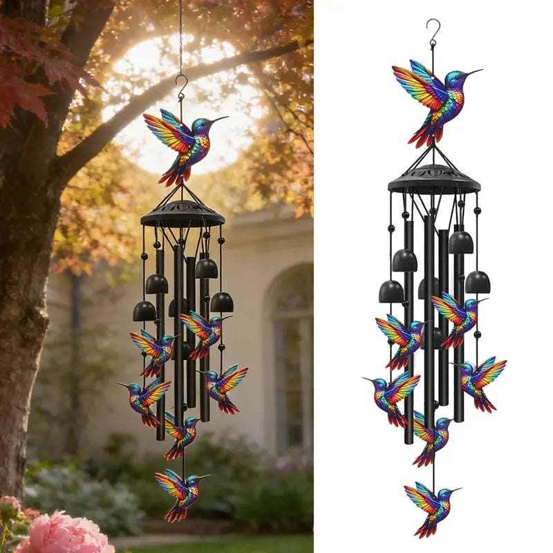 🔥Last Day 60% OFF🔥-🐦Vintage Colorful Hummingbird Wind Chime with Metal Tubes and Bells-YH