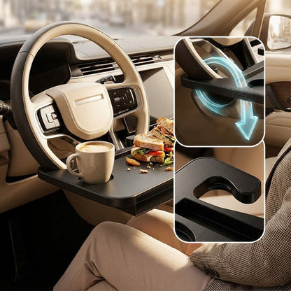 2-in-1 Car Steering Wheel Desk & Seat Gap Organizer Tray-JX