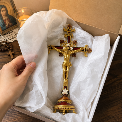 Hand-Painted Metal Jesus Christ Crucifix: Sacred Home Decor-YH