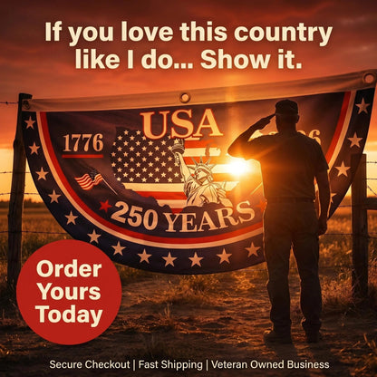🗽USA 250th Anniversary Flag Half Round Banner🦅-YH