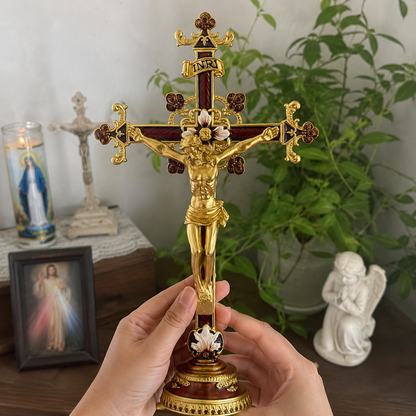 Hand-Painted Metal Jesus Christ Crucifix: Sacred Home Decor-YH