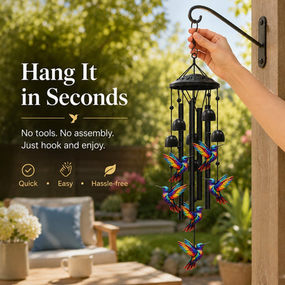 🔥Last Day 60% OFF🔥-🐦Vintage Colorful Hummingbird Wind Chime with Metal Tubes and Bells-YH
