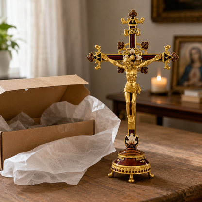 Hand-Painted Metal Jesus Christ Crucifix: Sacred Home Decor-YH