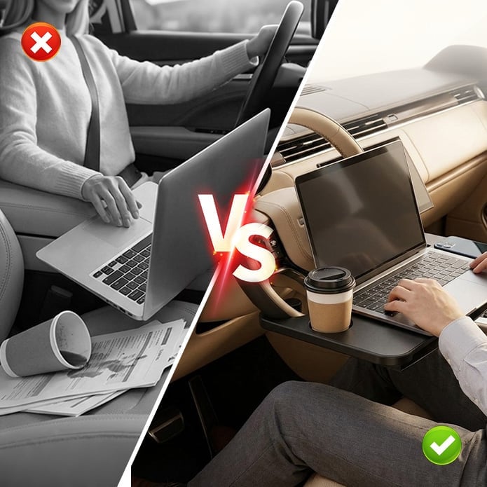 2-in-1 Car Steering Wheel Desk & Seat Gap Organizer Tray-JX