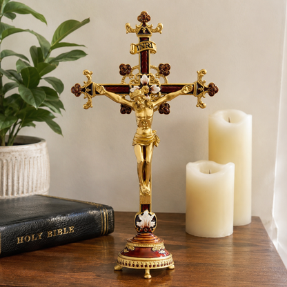 Hand-Painted Metal Jesus Christ Crucifix: Sacred Home Decor-YH