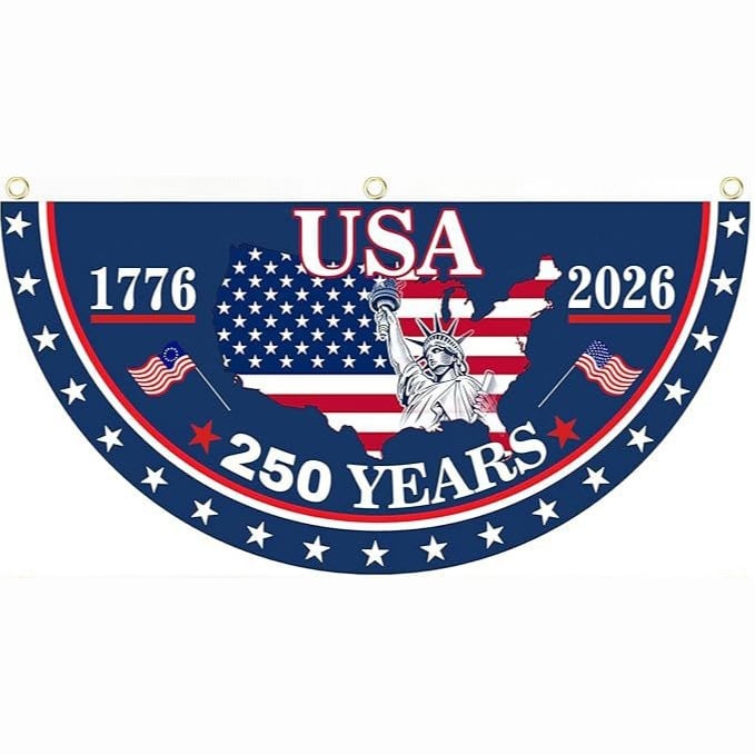 🗽USA 250th Anniversary Flag Half Round Banner🦅-YH