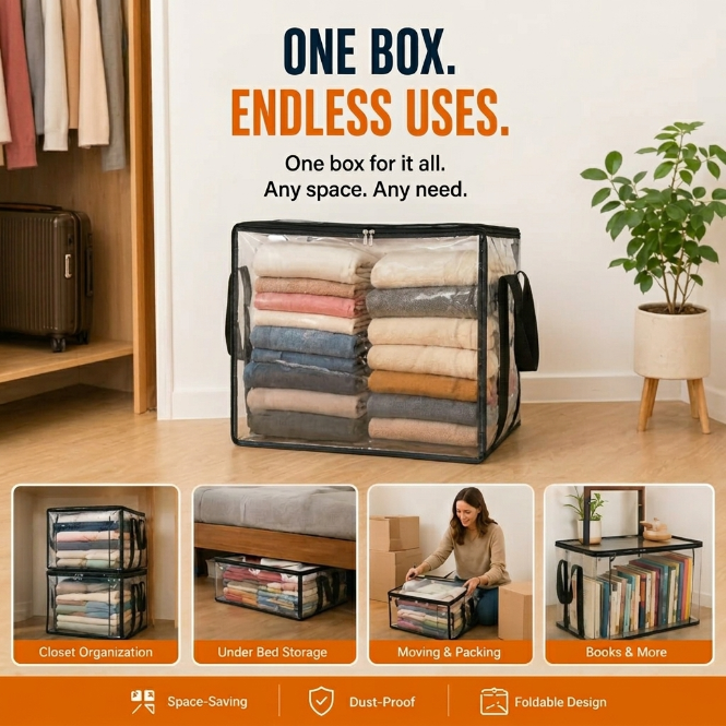 🎁 📦Large Heavy-Duty Thick Plastic Clear Storage Bag for Clothes, Moving & Storage-ZGD