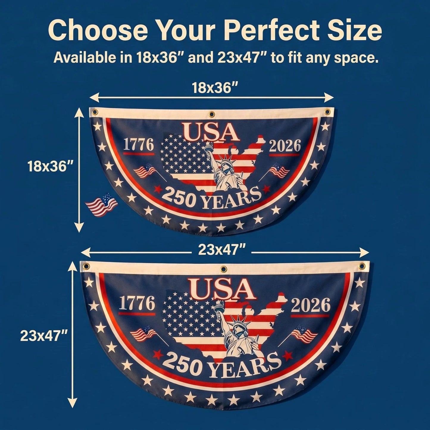 🗽USA 250th Anniversary Flag Half Round Banner🦅-YH