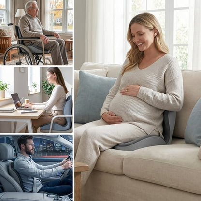 🔥Ergonomic Memory Foam Seat Cushion with Lumbar & Back Support, Relieves Back Pain, Reduces Pressure-JX