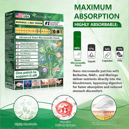 Moringa & Berberine * NAD+ 10-in-1 Advanced Nano Microneedle Patch-ANN