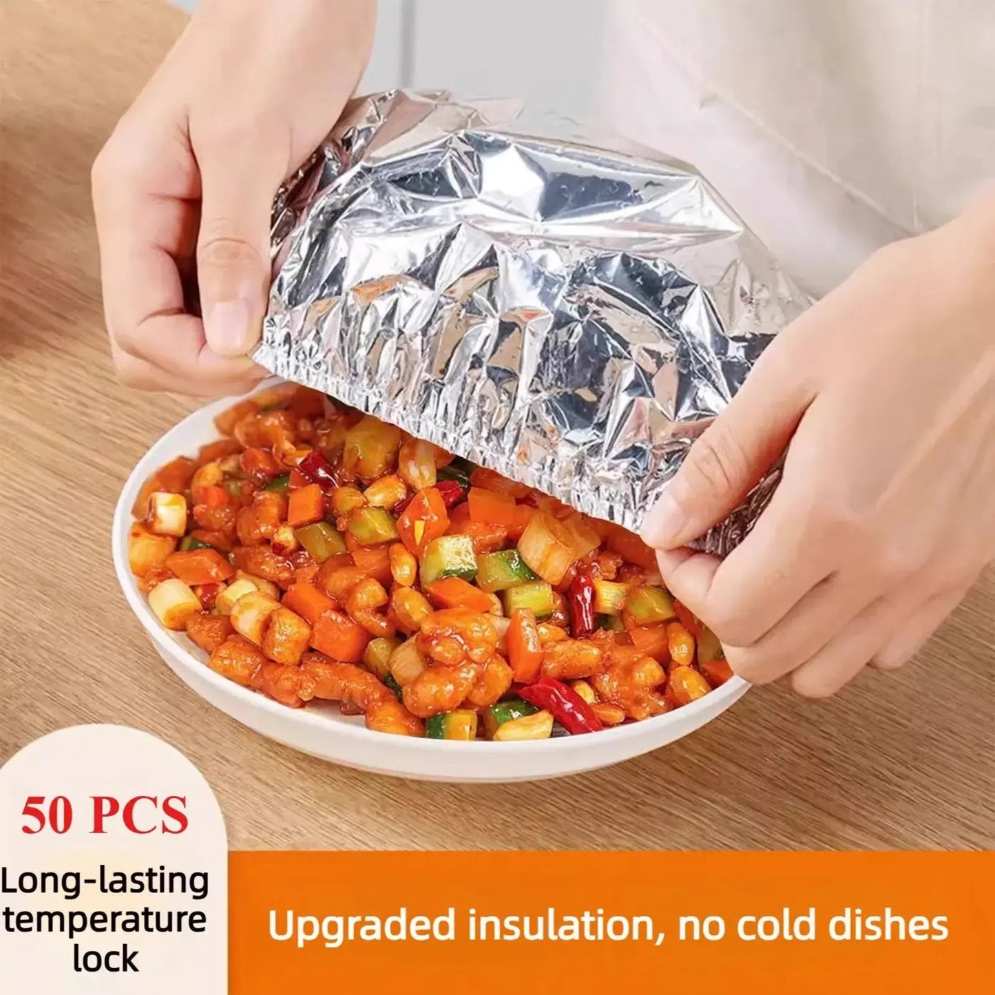 Food Container Aluminum Foil Heat-Retaining Cover(50 Pcs)-CW