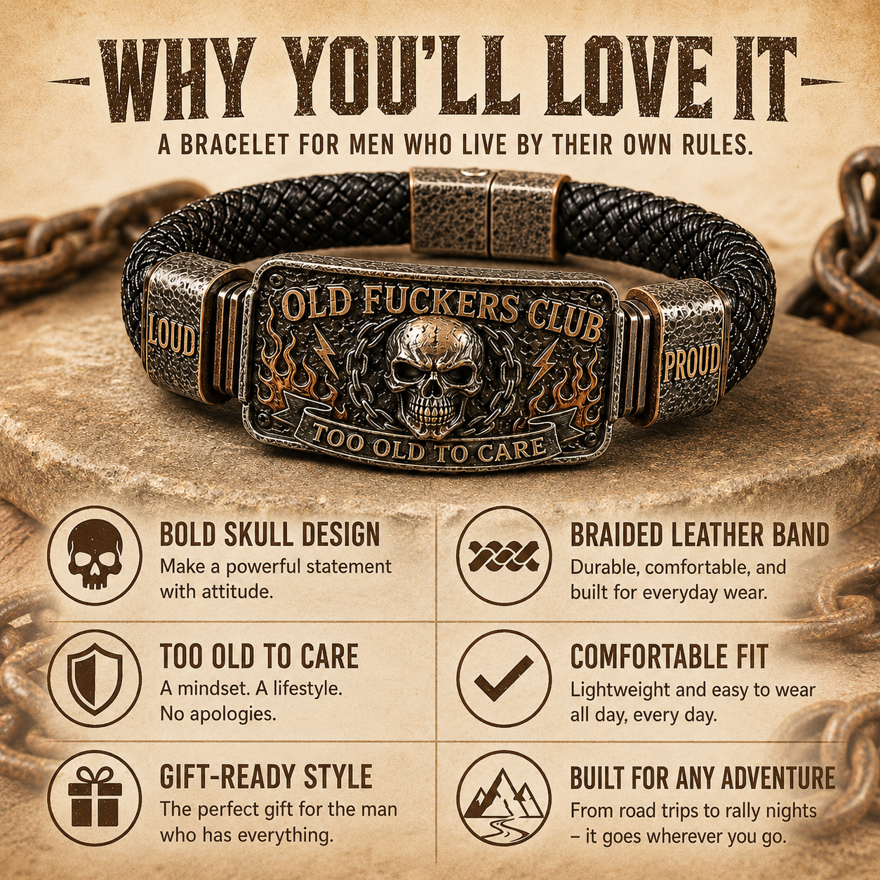 ☠️ Old Fuckers Club & Wild Freedom 🪓 | 2026 Limited Edition Vintage Bracelet-CW